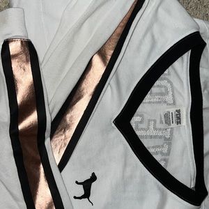 Sequin Victoria’s Secret top with foil lines :)